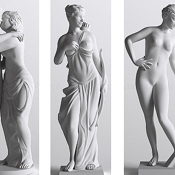 西方人物雕塑3D模型免费下载