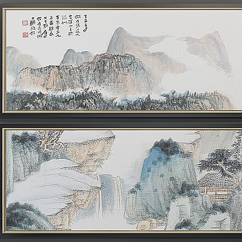 H28-0108新中式山水挂画装饰画