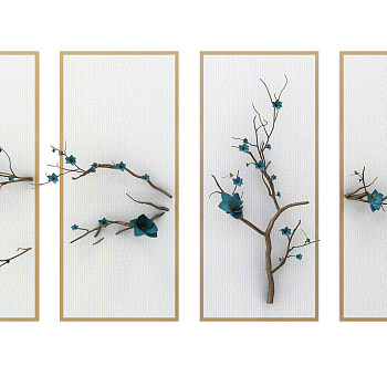 H44-0810植物画中式树枝
