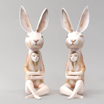 Z31-0402兔子人物雕塑摆件
