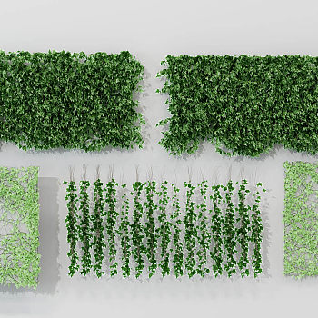 H06-0511现代爬山虎绿植藤蔓3D模型绿植墙