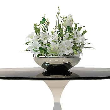 Z12-1020现代玻璃圆桌花瓶花卉百合花