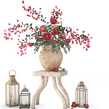 Z27-1020现代花瓶玫瑰花烛台凳子组合