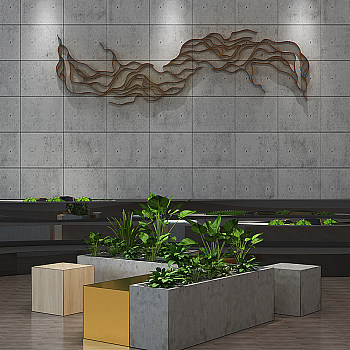 H04-0112盆景植物景观花槽墙饰组合