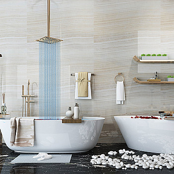 Z15-0213现代陶瓷浴缸浴盆洗漱用品毛巾花瓣鹅卵石