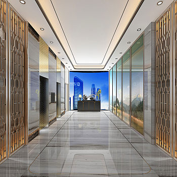 H10-0527新古典新中式电梯厅过道金属屏风花格