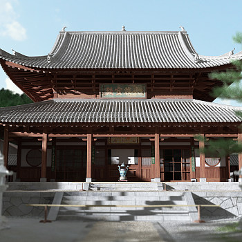 H15-0606中式建筑外观古建大雄宝殿寺院