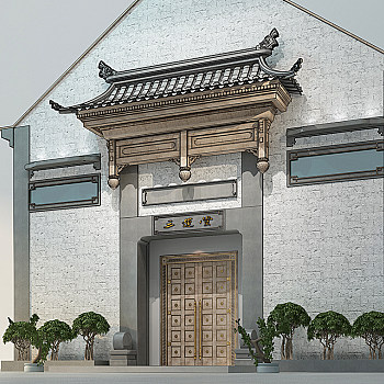 中式古建门头大门3D模型免费下载