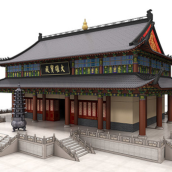 中式古建玉石栏杆3D模型免费下载