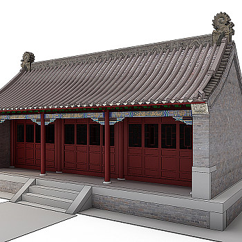 中式古建四合院3D模型免费下载