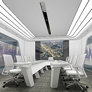 H16-0215现代会议室会议桌椅办公椅