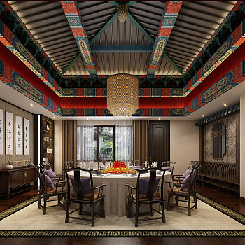 117-1022中式餐厅包房彩绘