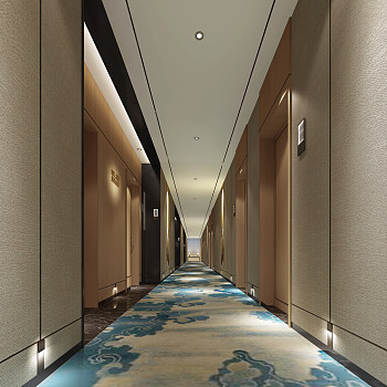 H13-0420新中式酒店宾馆客房走廊