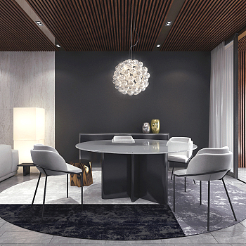 H34-1220品牌家具》意大利》Minotti01圆桌圆形餐桌椅吊灯