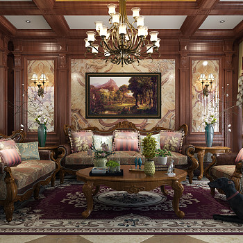 Z07-0527美式欧式古典法式巴洛克客厅雕花沙发茶几