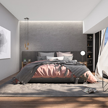 G02-现代卧室现代床儿童床毛毯