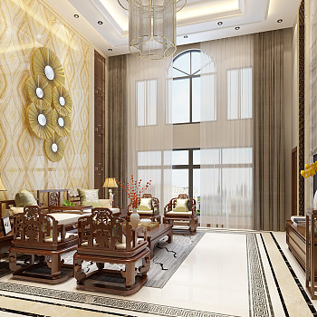 Z20-0520新中式客厅古典实木家具沙发茶几电视柜.