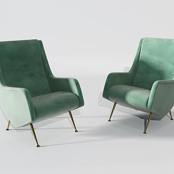 后现代简欧式绒布单人沙发椅子3D模型免费下载
