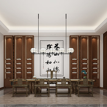 Z20-0401新中式茶室茶桌椅子吊灯
