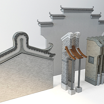 Z20-0227中式徽派马头墙构件建筑