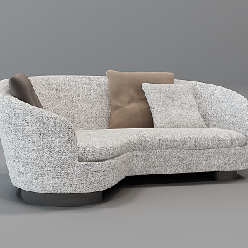 Minotti现代弧形半圆休闲沙发3D模型免费下载