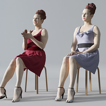 H41-0709女人坐着的女人人物3d模型下载