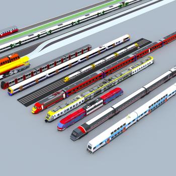 02高铁轻轨地铁高架桥轨道列车3D模型下载
