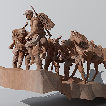 H24-0629革命红军长征抗战人物过草地博物馆雕塑