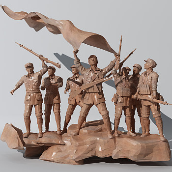 H26-0629革命红军长征抗战人物过草地博物馆雕塑