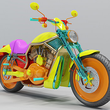H60-0719现代彩色摩托车3d模型下载
