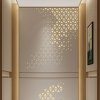 H06-0722现代酒店电梯轿厢花纹棱形肌理墙面3d模型下载