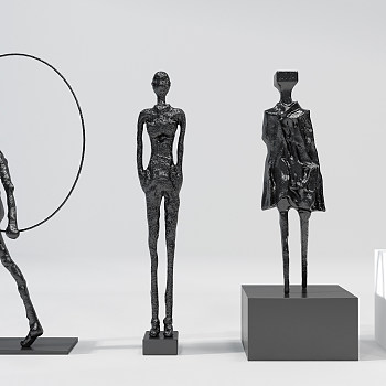 H14-0722现代抽象金属小人物雕塑摆件3d模型下载