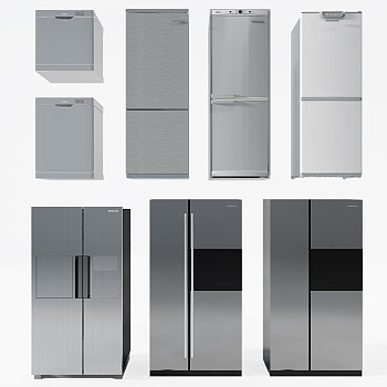 H17-0722现代双门冰箱小冰箱3d模型下载