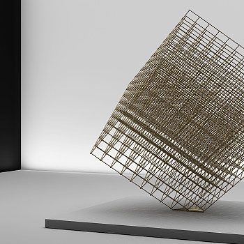 H03-0731现代抽象铁艺网格雕塑摆件3d模型下载