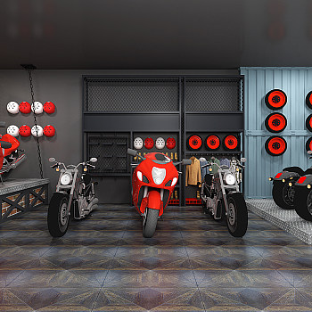 H54-0719现代摩托车展台俱乐部3d模型下载