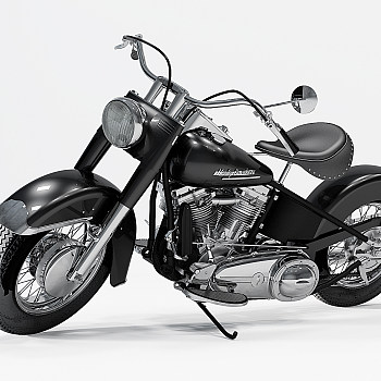 H55-0719现代哈雷款摩托车3d模型下载