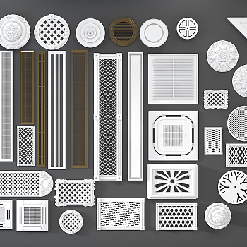 H01-0727欧式异型圆形长条出风口空调封口3d模型下载