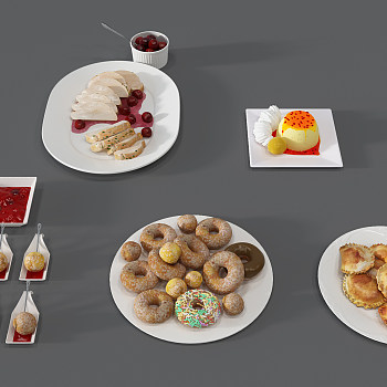 H23-0725现代蛋糕盘子糕点甜品甜点3d模型下载