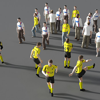 H22-0722现代足球场馆踢足球的人物球员运动员3d模型下载