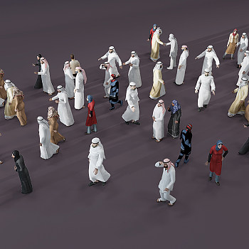 H01-0722现代多人阿拉伯人物人群3d模型下载