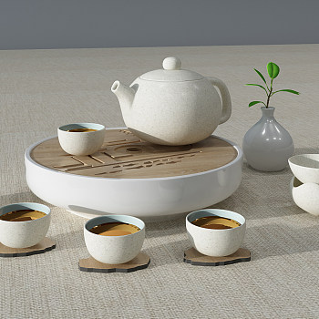 H02-0722现代简约茶壶茶具3d模型下载