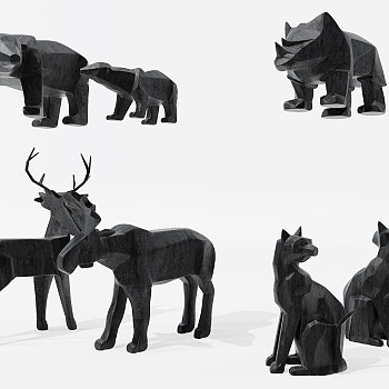 H07-0731北欧动物抽象雕塑3d模型下载