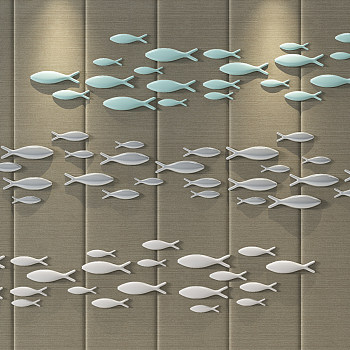 H09-0724现代抽象鱼小鱼金属鱼装饰壁挂挂饰挂件3d模型下载