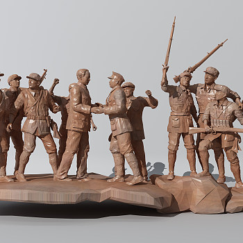 H25-0629革命红军长征抗战人物井冈山会师博物馆雕塑