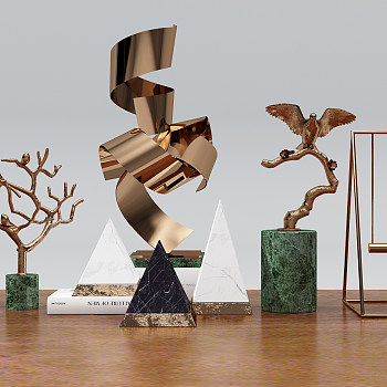 H10-0722现代轻奢抽象摆件金属人物雕塑3d模型下载