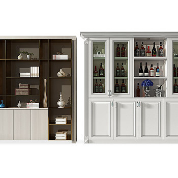 H04-0712欧式现代酒柜现代装饰柜书柜3d模型下载