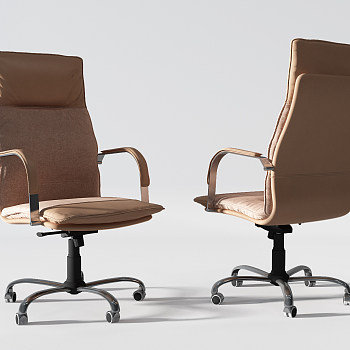 H09-0710现代皮革办公单椅转椅3d模型下载