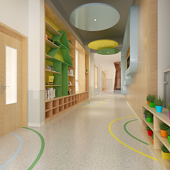 H02-0605现代幼儿园教室走廊