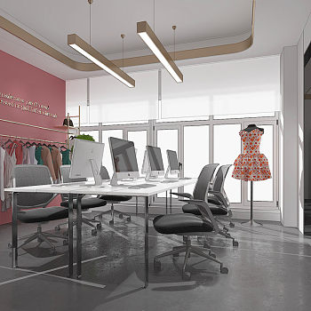 Z27-0417服装设计工作室办公区桌椅