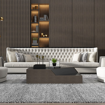 H33-0705现代新中式简欧式皮革软包沙发单人沙发3d模型下载